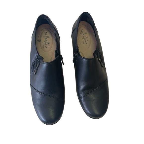 Clarks Womens Emslie Warren Side Button Shooties Black Leather Size 7M - Picture 2 of 7